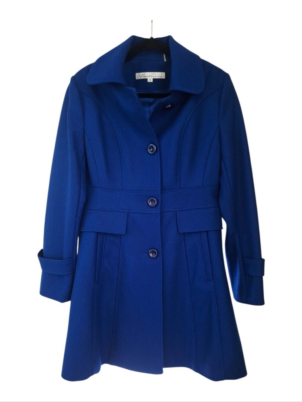 Kenneth Cole New York Women's Bright Blue wool blend overcoat Size: 8